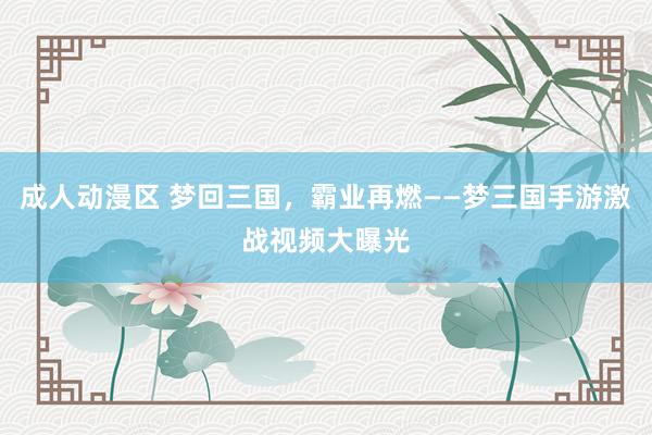 成人动漫区 梦回三国，霸业再燃——梦三国手游激战视频大曝光