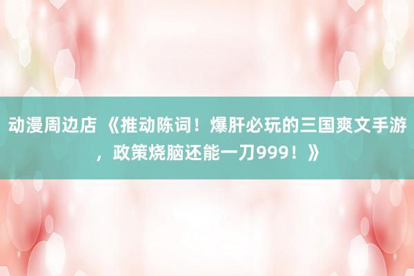 动漫周边店 《推动陈词！爆肝必玩的三国爽文手游，政策烧脑还能一刀999！》