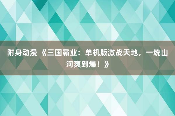附身动漫 《三国霸业：单机版激战天地，一统山河爽到爆！》