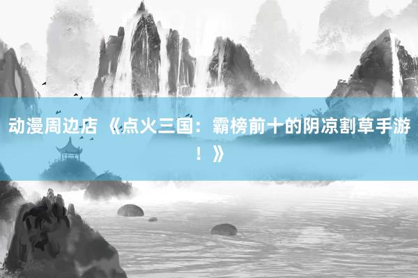 动漫周边店 《点火三国：霸榜前十的阴凉割草手游！》